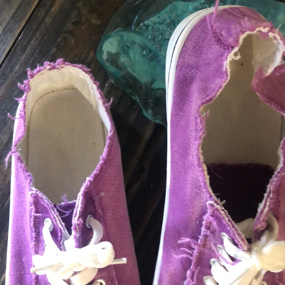 Women's Purple Low-top Canvas Casual Lace Up Sneakers Shoes Sz 9 Summer Beach - Picture 3 of 16